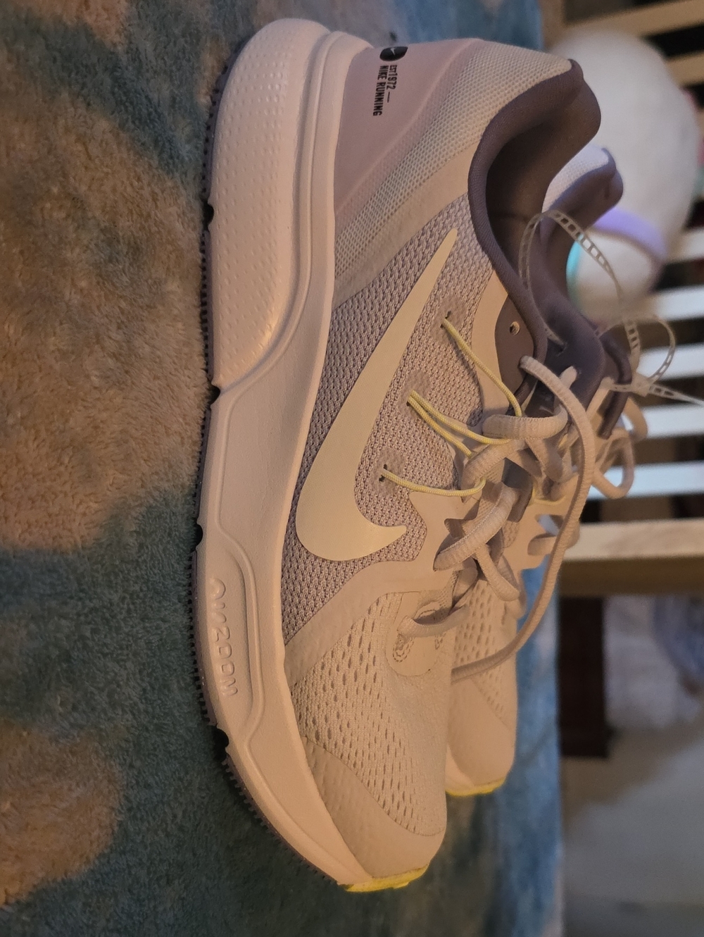 Nike Women’s Athletic Shoes in White with Light Gray and Yellow Accents